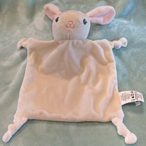 Sweet Dan Dee Flat Bunny Lovey Rattle Baby Toy Knotted White Stuffed Plush 11"